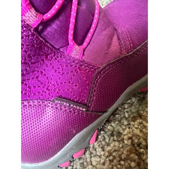 M.A.P Sequoia Girls Winter Snow Boot, Gray Dark Pink, Size 1, Leather Waterproof - Picture 5 of 9